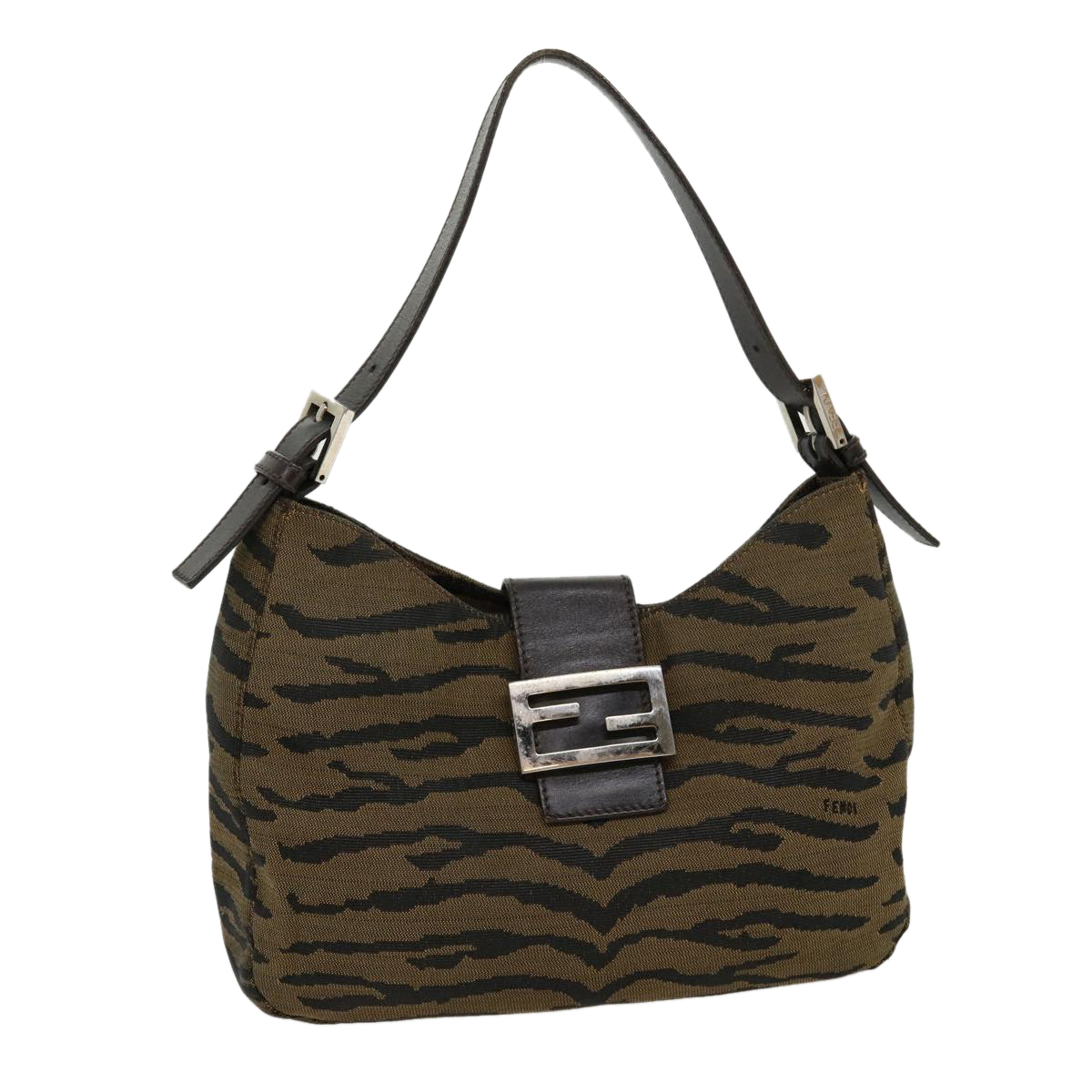 Fendi Animal Mamma Baguette Shoulder Bag Brown Black Auth Am2687g